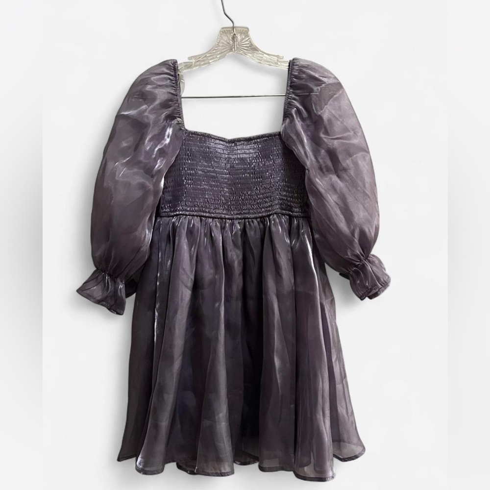 Lavender Smocked Babydoll Mini Dress